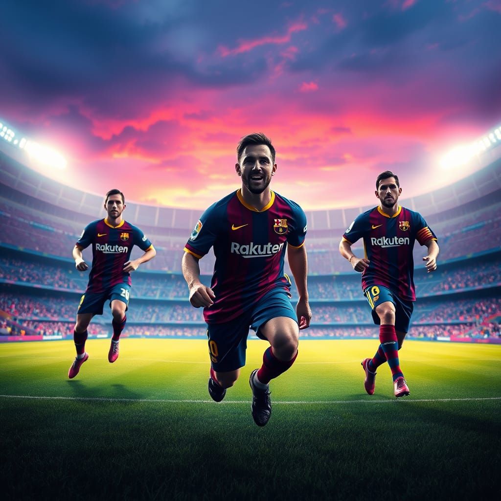 Hyper-Realistic FC Barcelona Splash Screen in Futuristic Art...