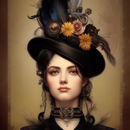 Steampunk Top Hat Portrait in Ultra Detail