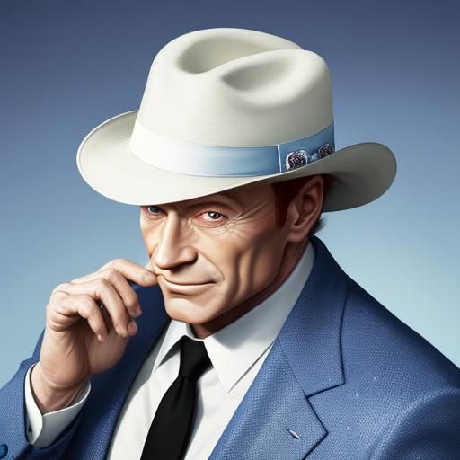 Darren McGavin as Carl Kolchak, blue suit, white socks, stra...