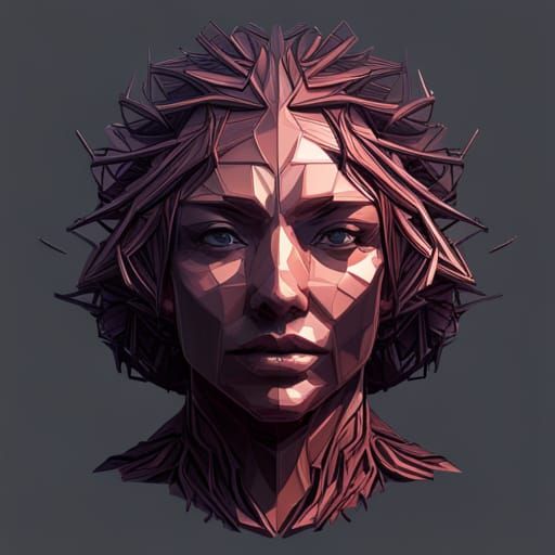 Intricate Branchwork Woman Portrait, Trending Art