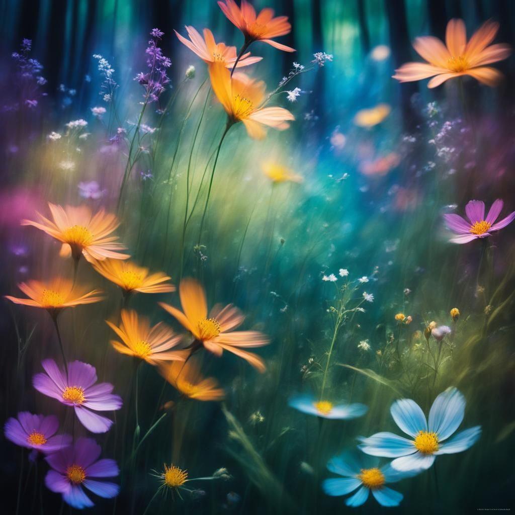 Enchanted Forest: Long Exposure Wildflower Dreamscape