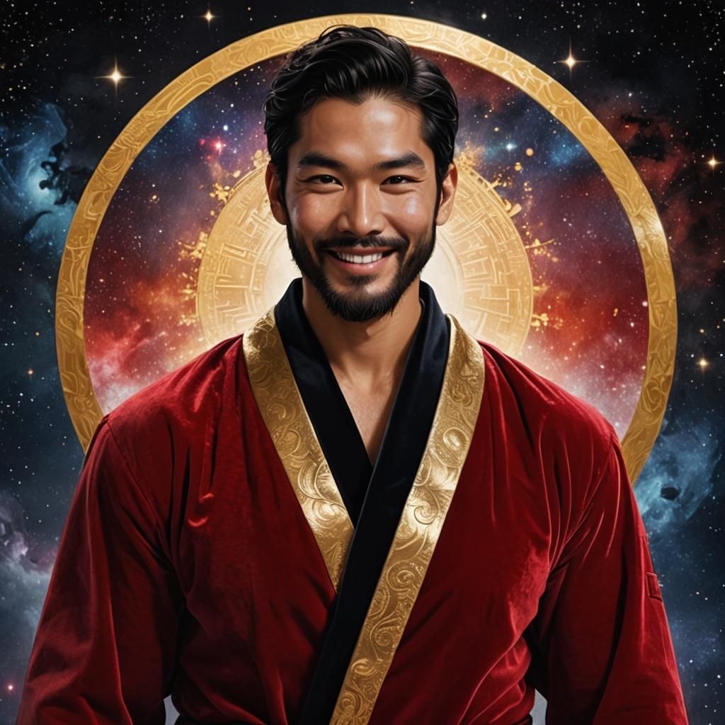 Radiant Portrait of Man in Red Velvet Robe