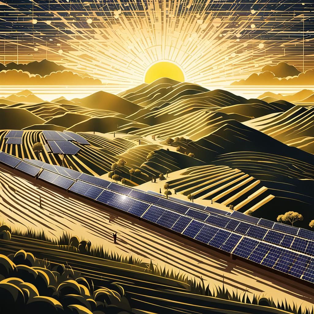 Art Deco Solar Farm with Dynamic Lighting