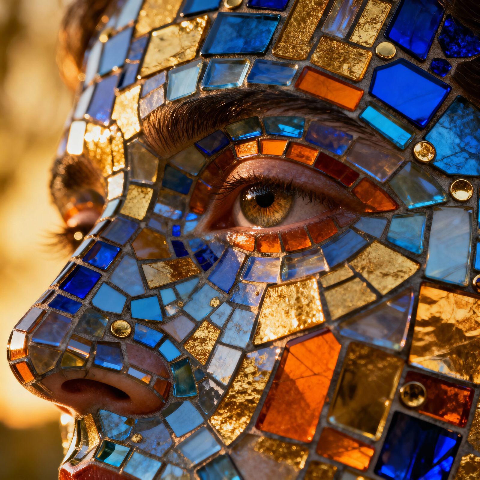 Mosaic Skin Face as Stained Glass Art