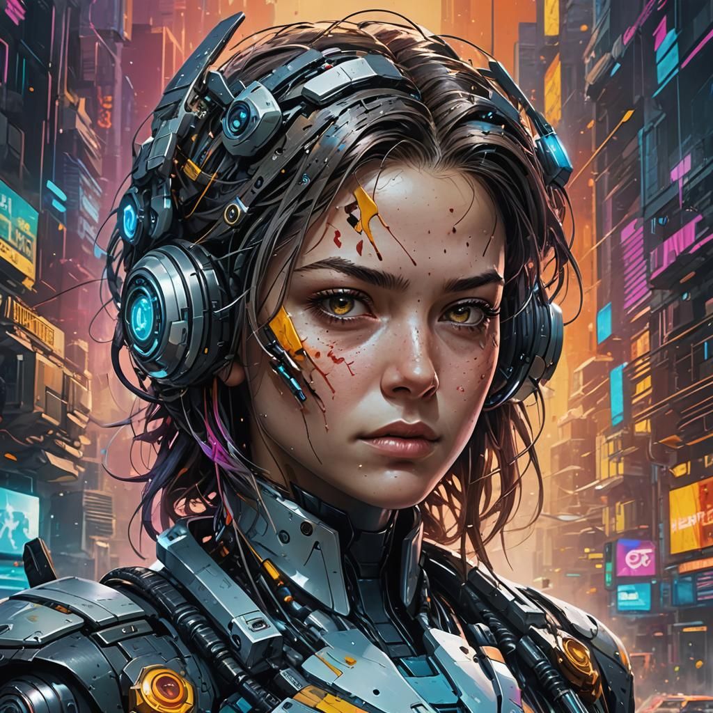 Cyberpunk Character Portrait in Hyperrealistic Style