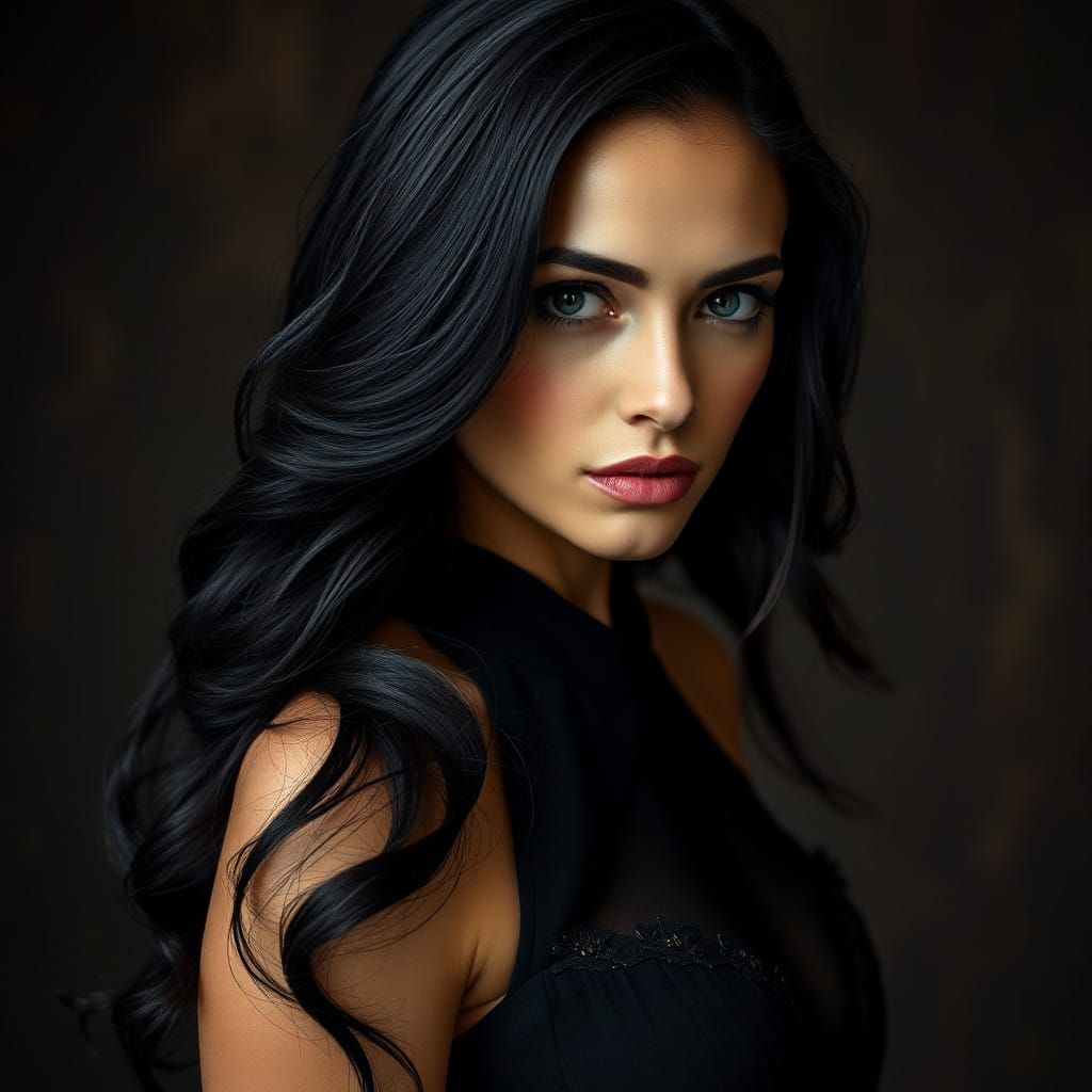 Elegant Woman in Film Noir Style