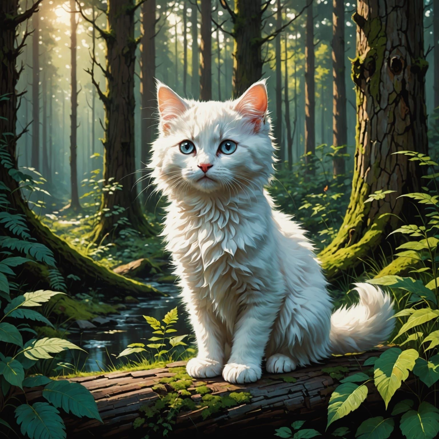 Mysterious Forest Scene in Chiaroscuro Style