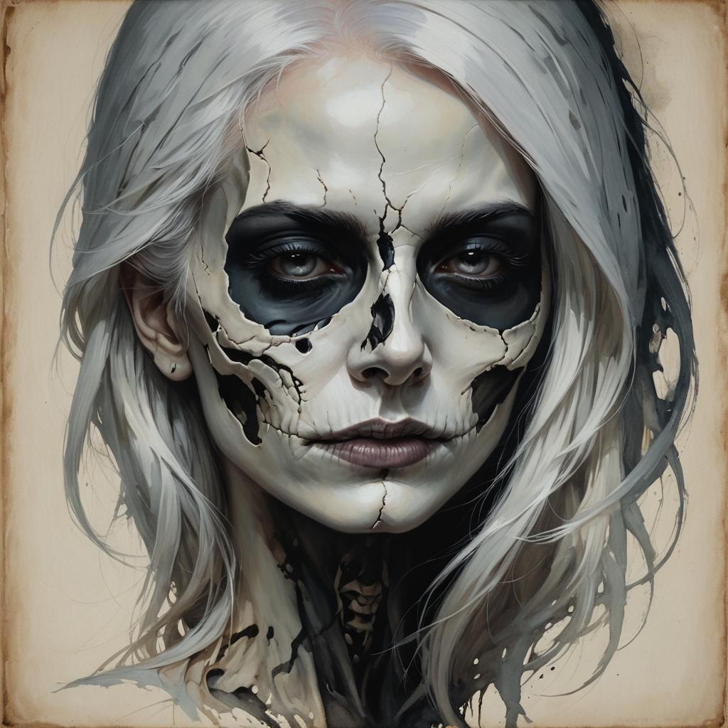 Dramatic Split-Face Portrait: Life and Death Duality