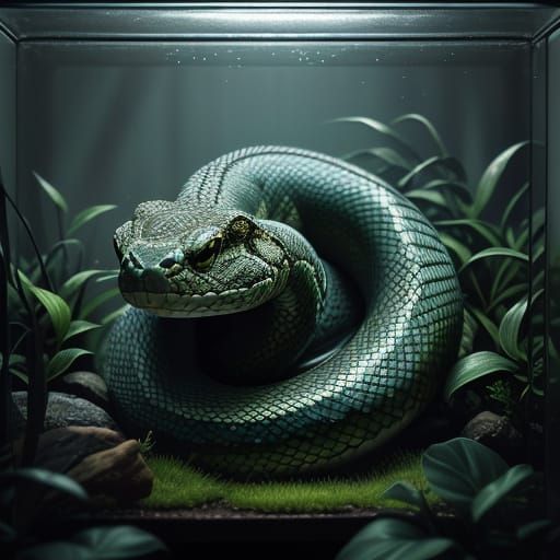 Serpentine Encounter in the Dark Terrarium