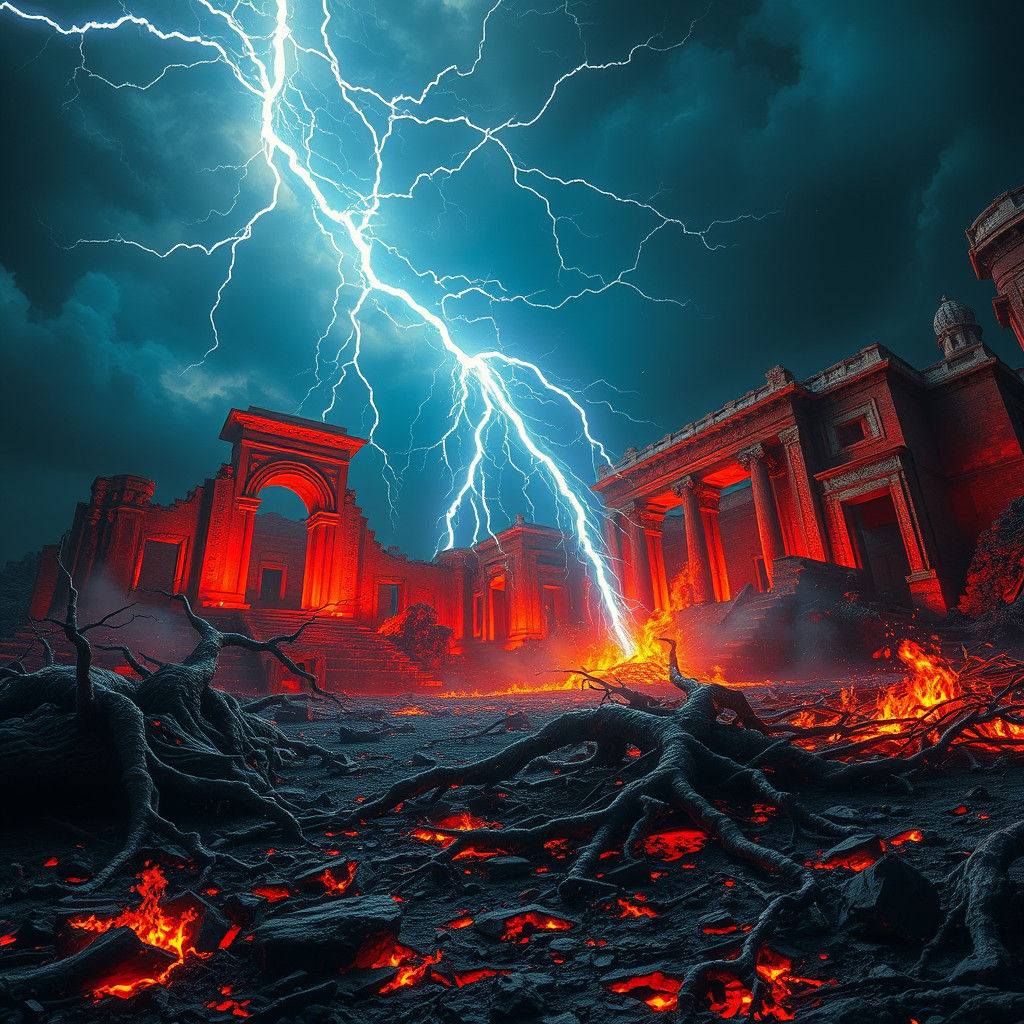 Lightning Strikes Scorched Earth in Mystical Realm