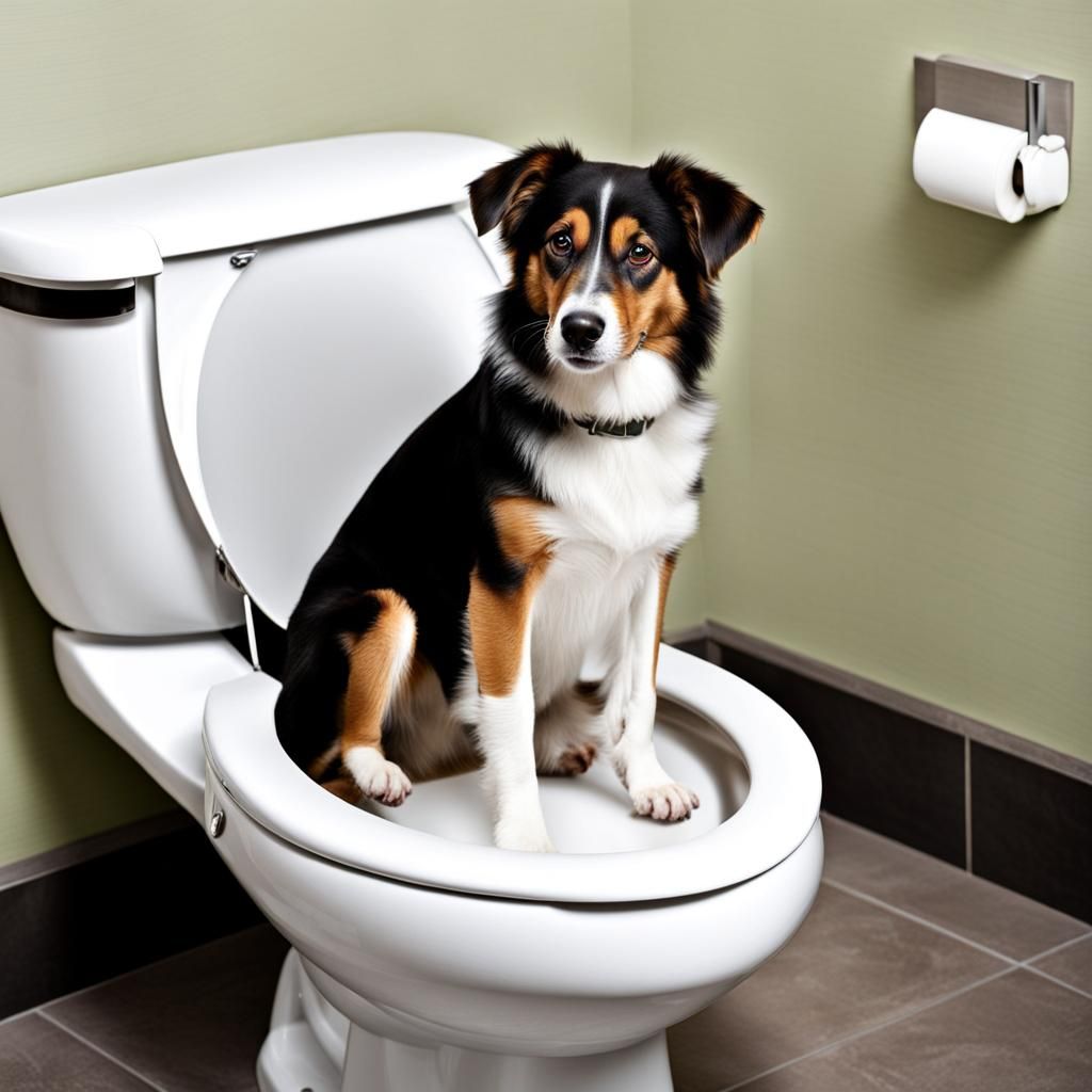 Dog on Toilet: Humorous AI-Generated Image