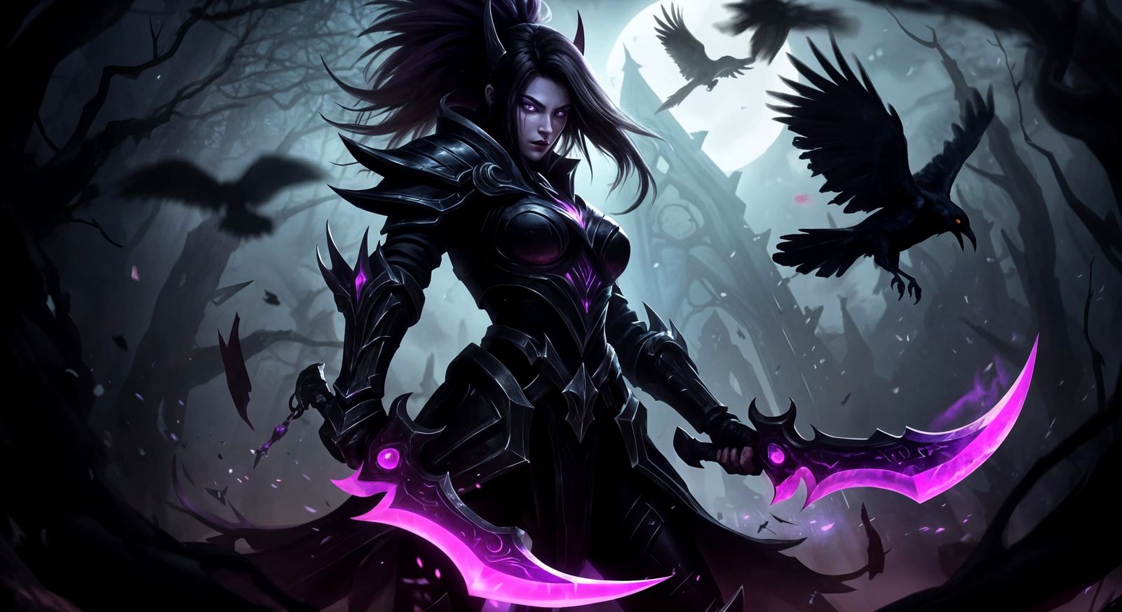 Coven Akali in Dark Gothic Forest Scene