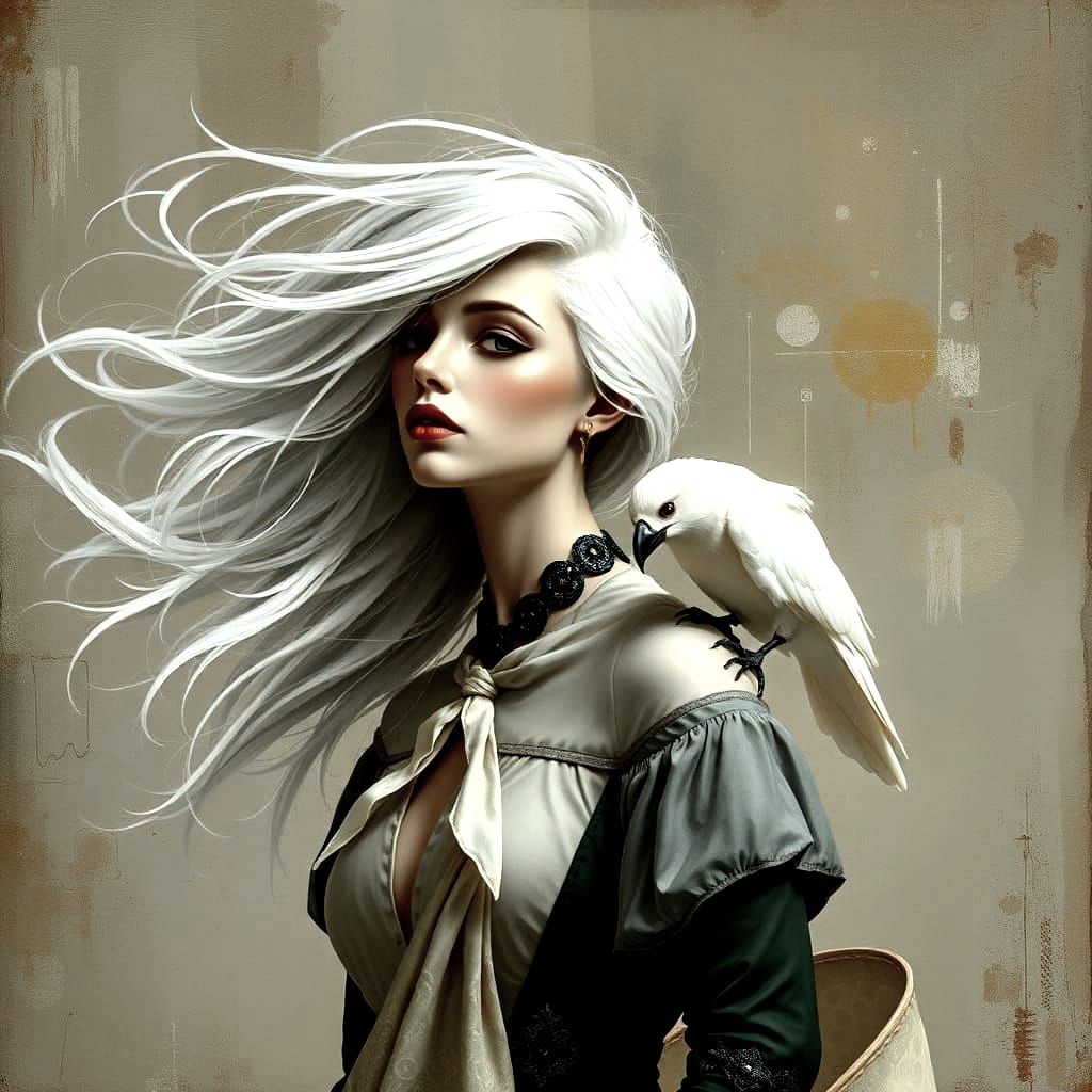Woman with a white bird