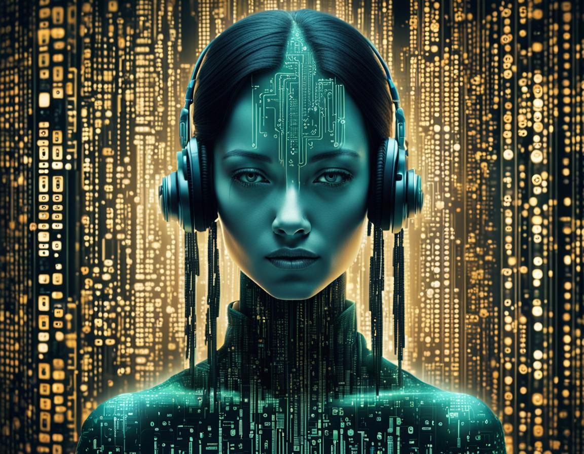 Digital Woman: Binary Code Dream in Matrix Style