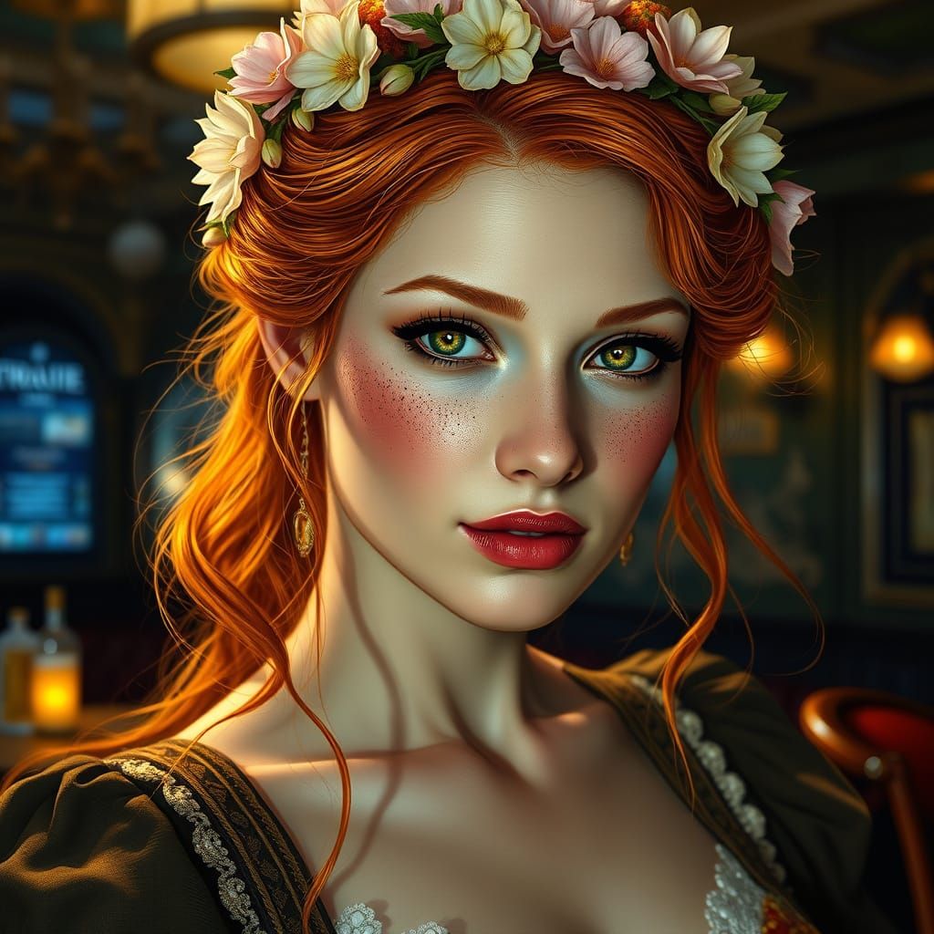 Ginger Siren in Vintage Wild West Attire