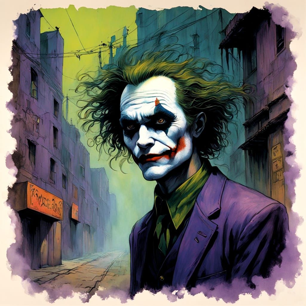 Rainbow Creatures Channeling the Joker in Gothic Alley