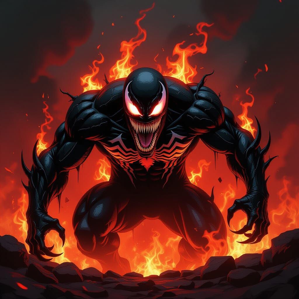 Venom in a Fiery Inferno Gothic Fantasy Art