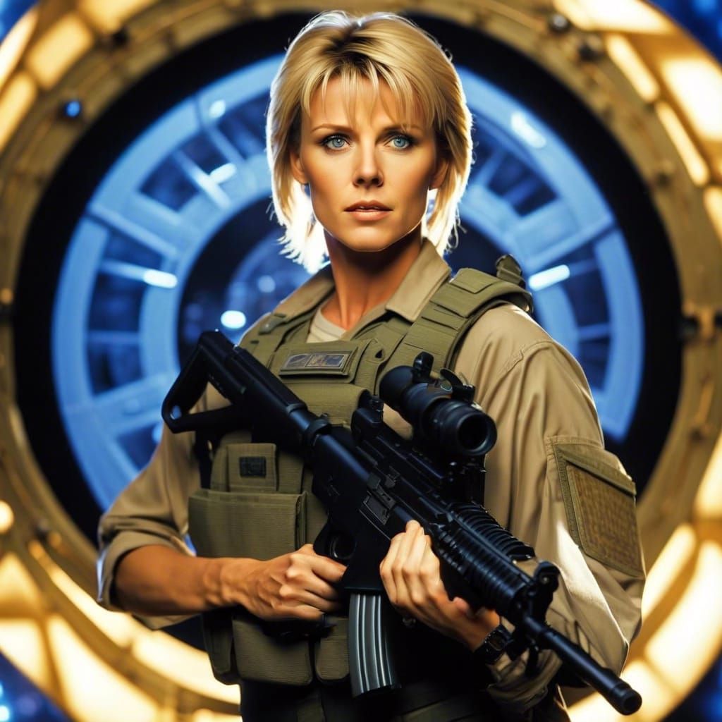 Samantha Carter in Front of Active Stargate