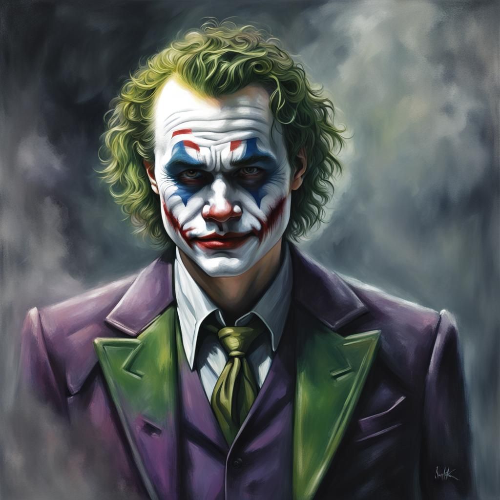 Androgynous Joker in Oil Pastel Style