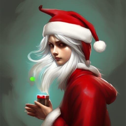 Festive Gardevoir as Santa Claus Portrait