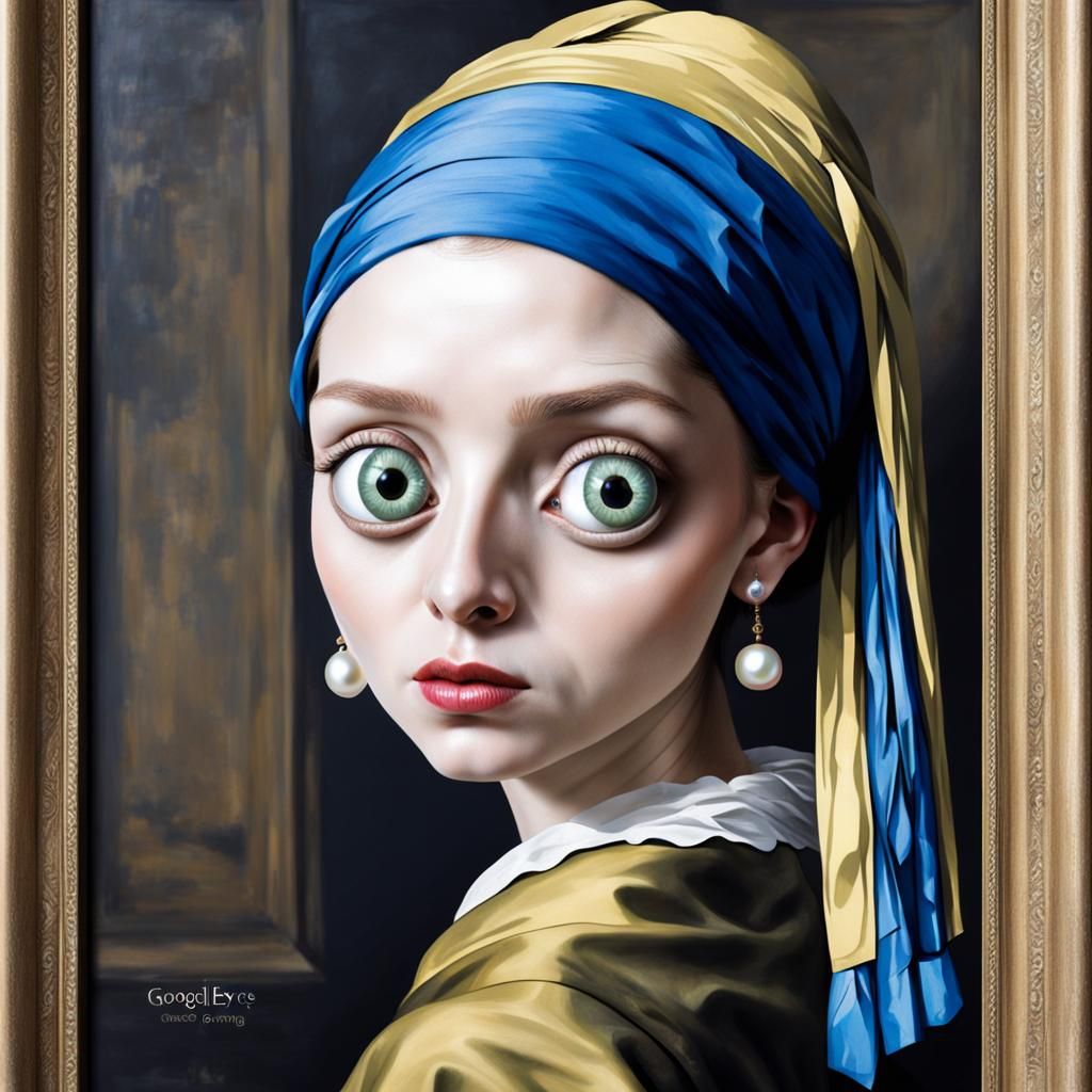 Girl with a Pearl Earring with Googly Eyes