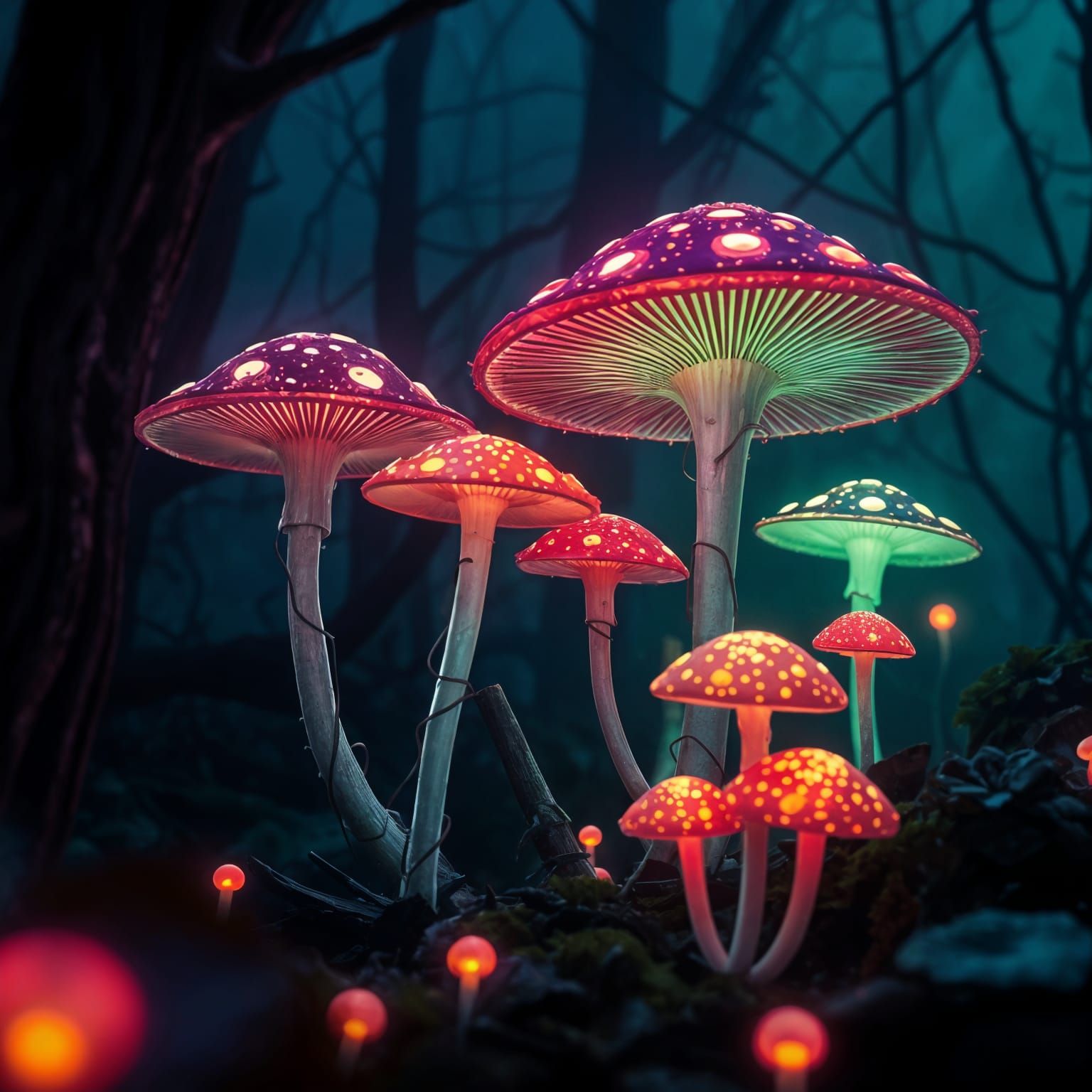 Toxic Mushroom in a Neon Aesthetic