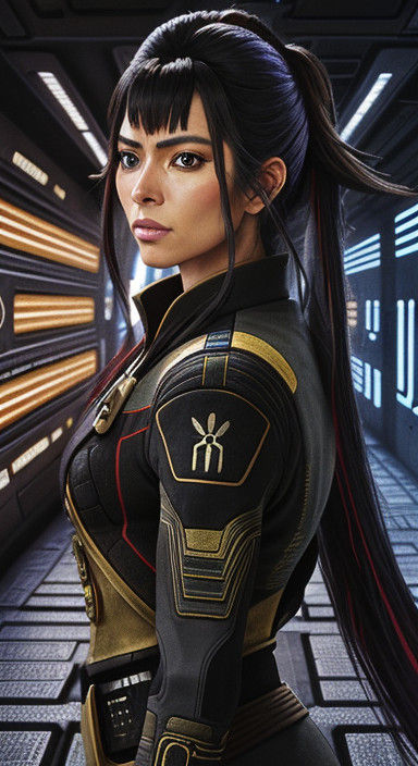 Encaustic Anime Portrait of Ah-Bolom-Tzacab in Liminal Metro...