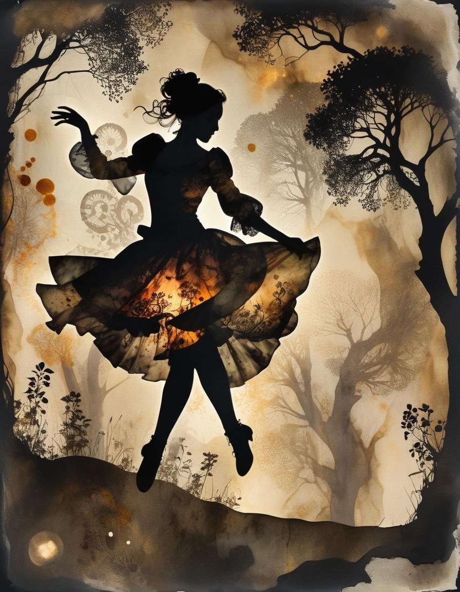Surreal Flamenco Dancer in Glowing Forest