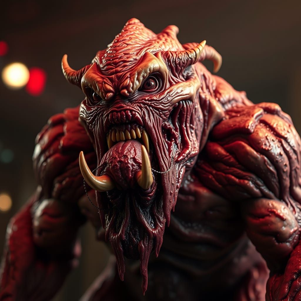 Grotesque Ogre in Biomechanical Horror Art