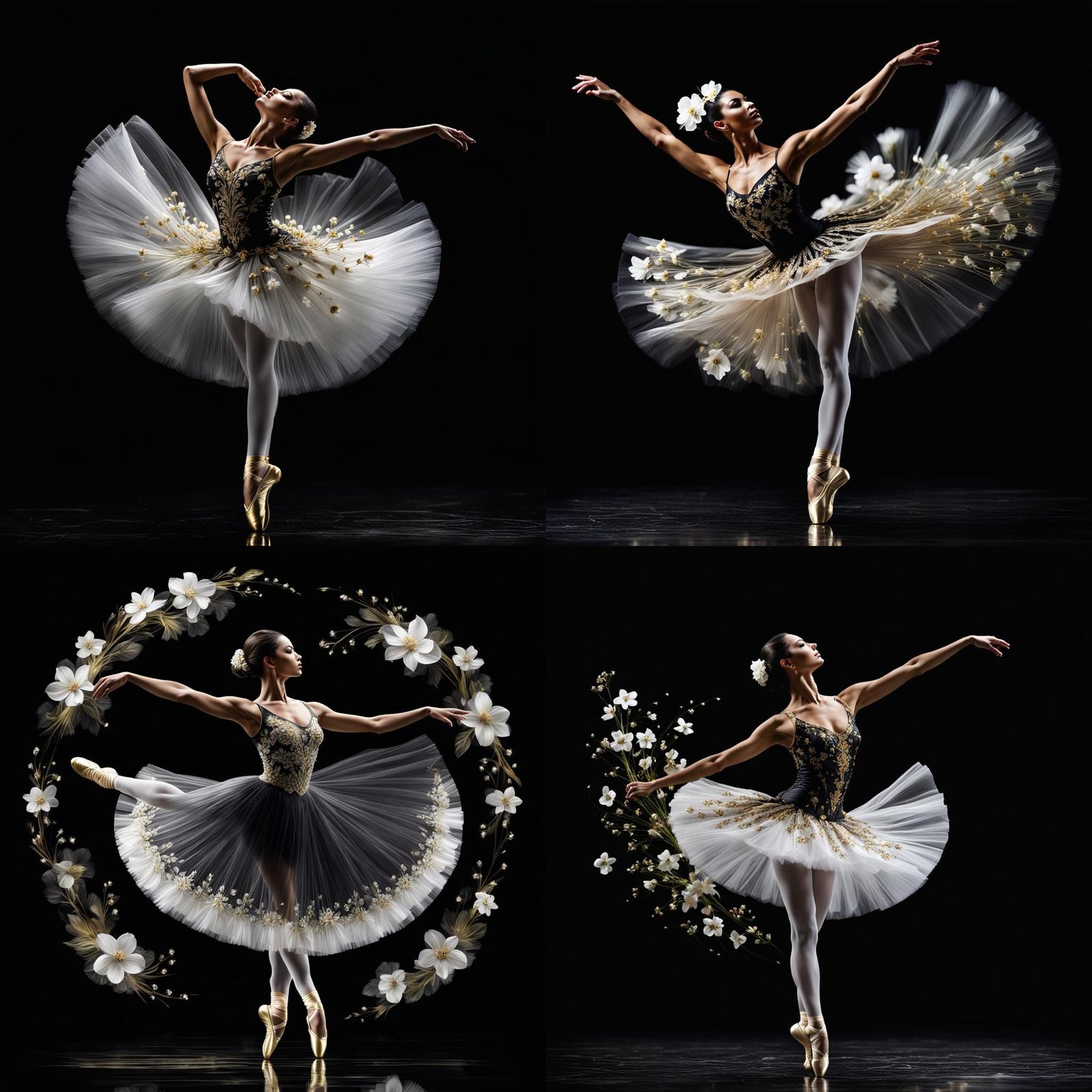 Beautiful Black Ballerina in See-Through Dress