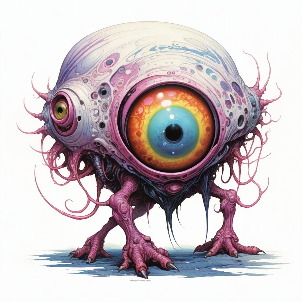 Vivid Psychedelic Alien Creature Illustration