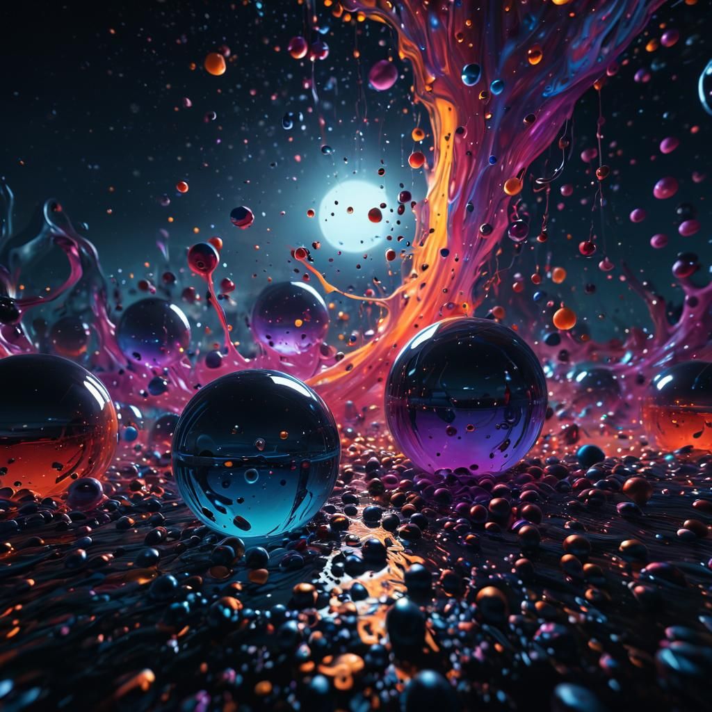 Unique representation of Sphere's and liquids Epic cinematic...