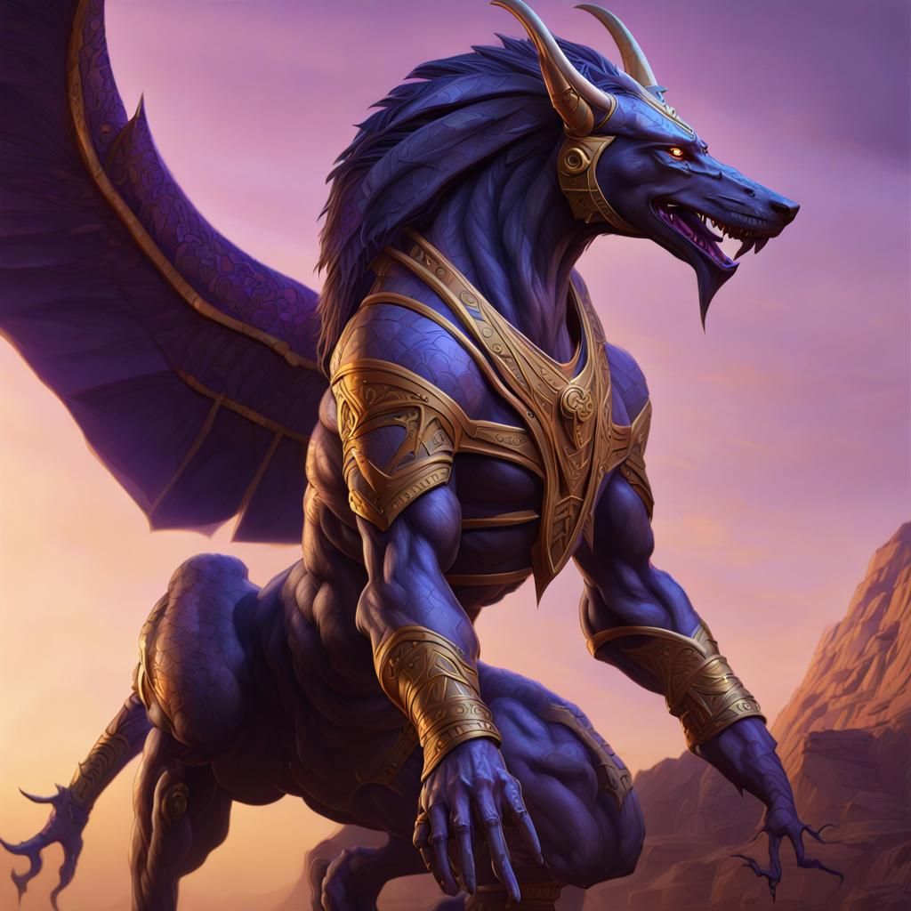 Majestic Anubis Dragon in Dark Fantasy Style