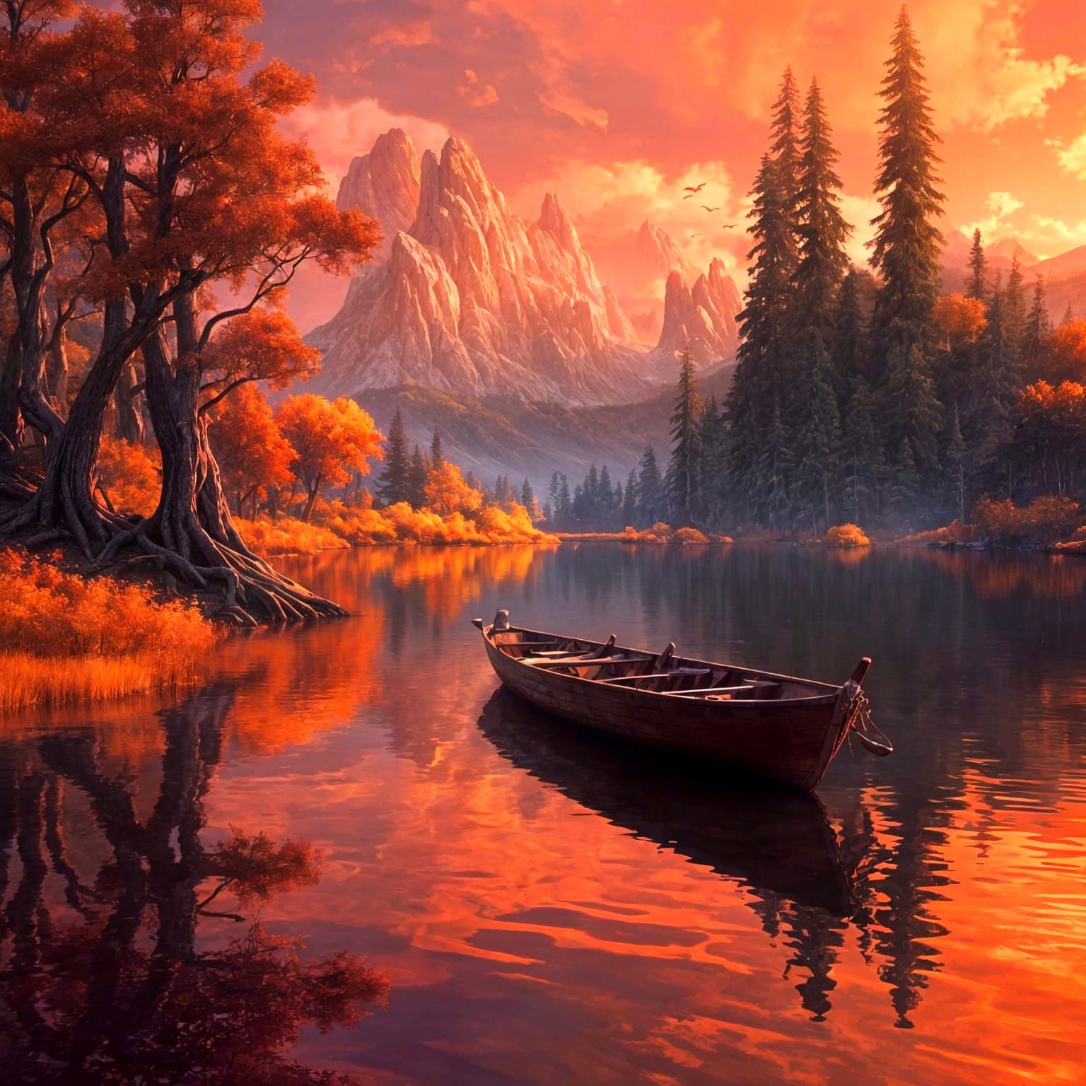 Surreal Autumn Paradise at Sunset