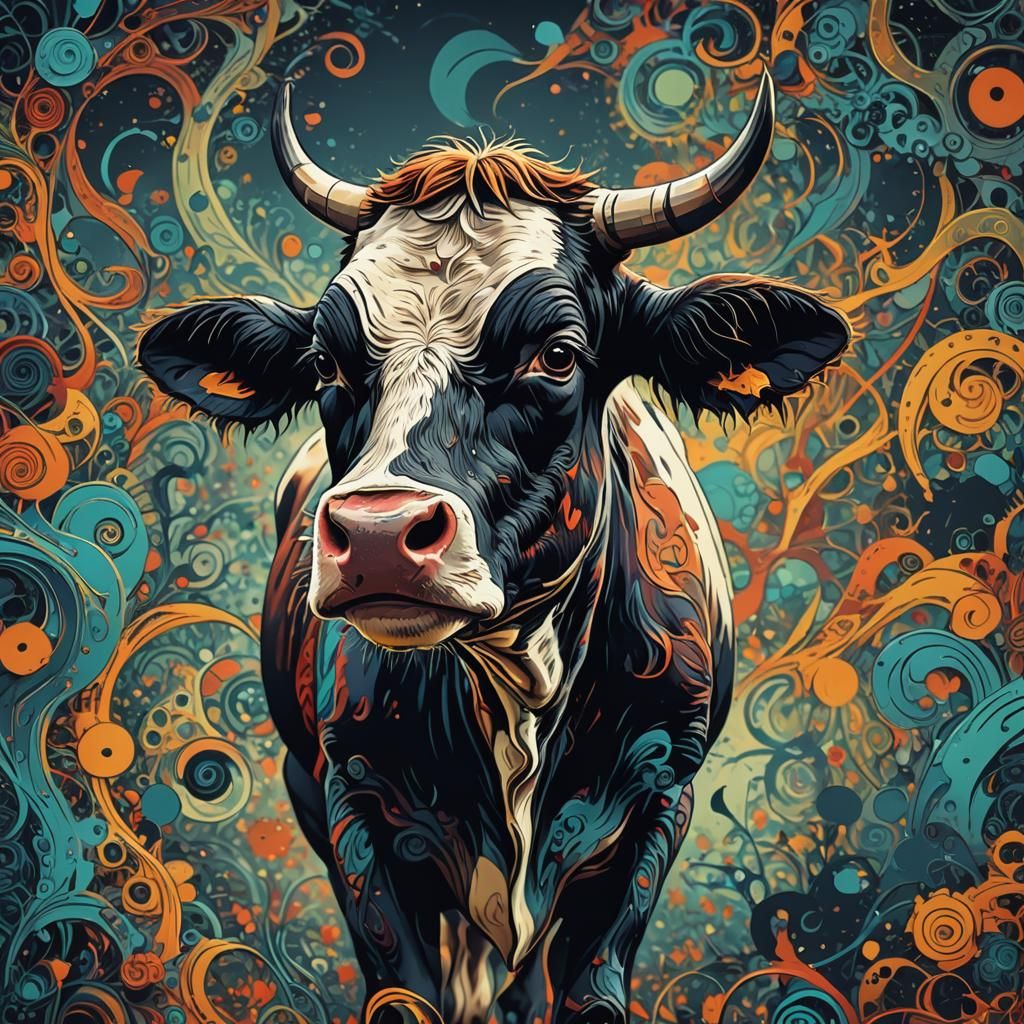 Emo Cow in Cinematic Film Still