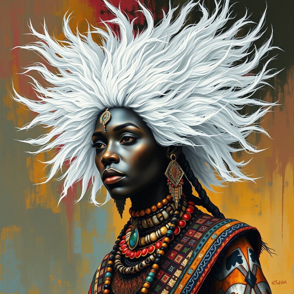 Powerful African Witch with Silver Hair