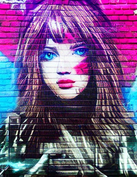 Hyperreal Double Exposure: Girl, Graffiti, and Fox