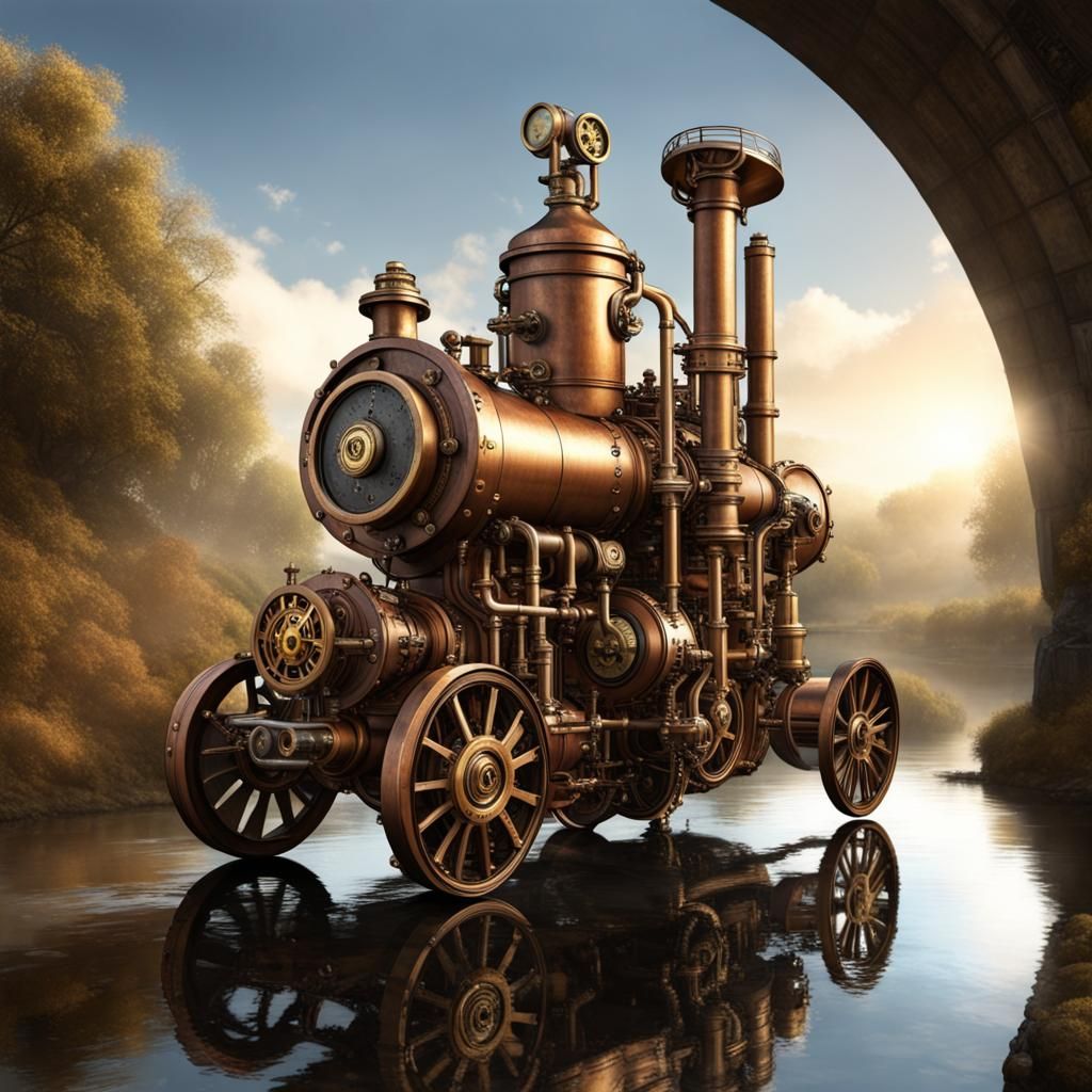 Detailed Steampunk Engine in a Gormond Style