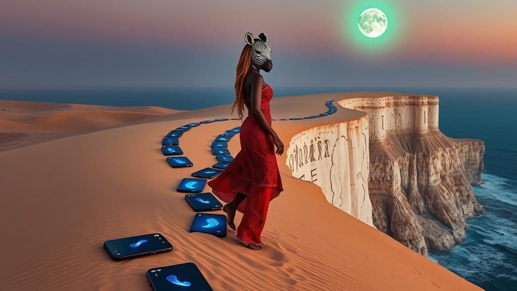 African Woman's Mystical iPhone Journey to White Cliffs