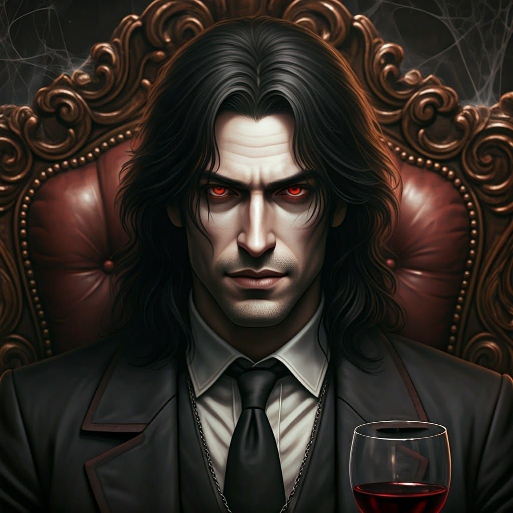 Chiseled Vampire Face in Gothic Luxury