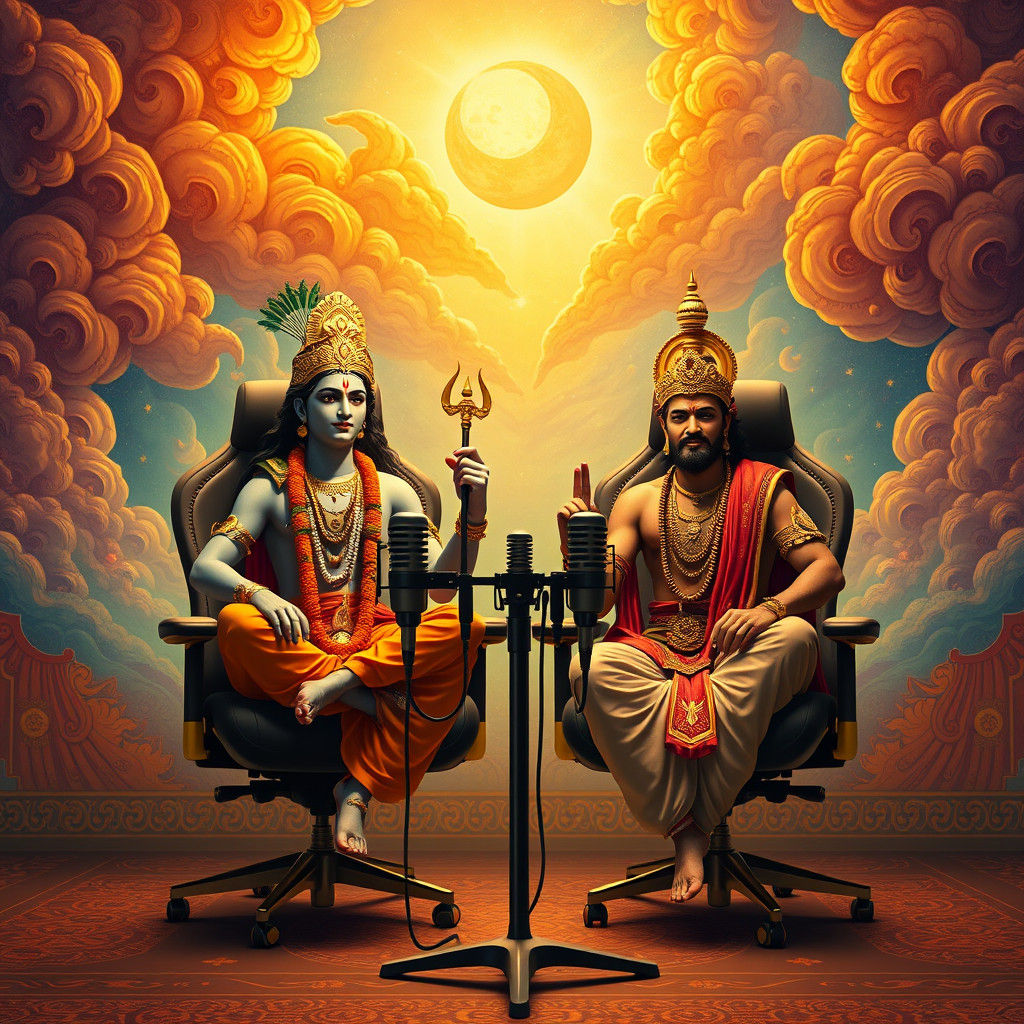 Krishna and Arjuna Podcast: Fantasy Concept Art
