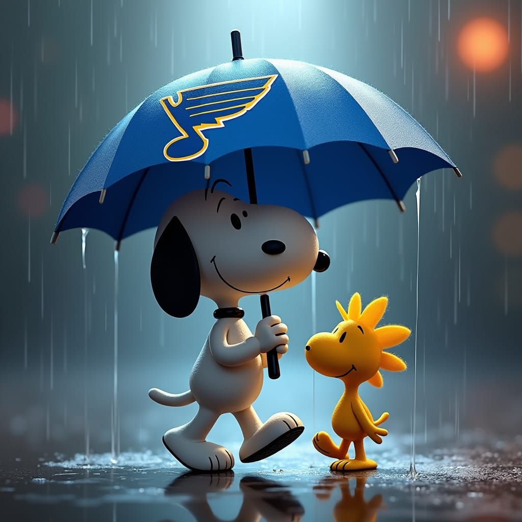 Snoopy and Woodstock in Rainy St. Louis
