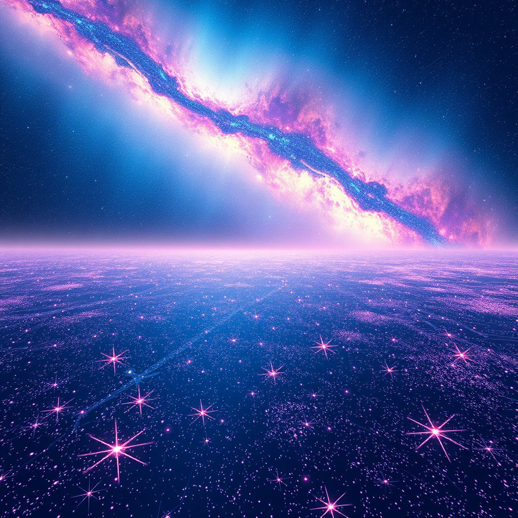 Iridescent Galaxy: A Cosmic, Futuristic Seascape