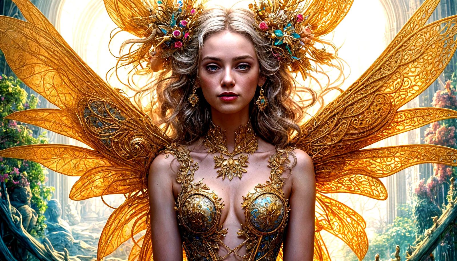 Maximalist Retro-Futuristic Scene in Ink and Watercolor