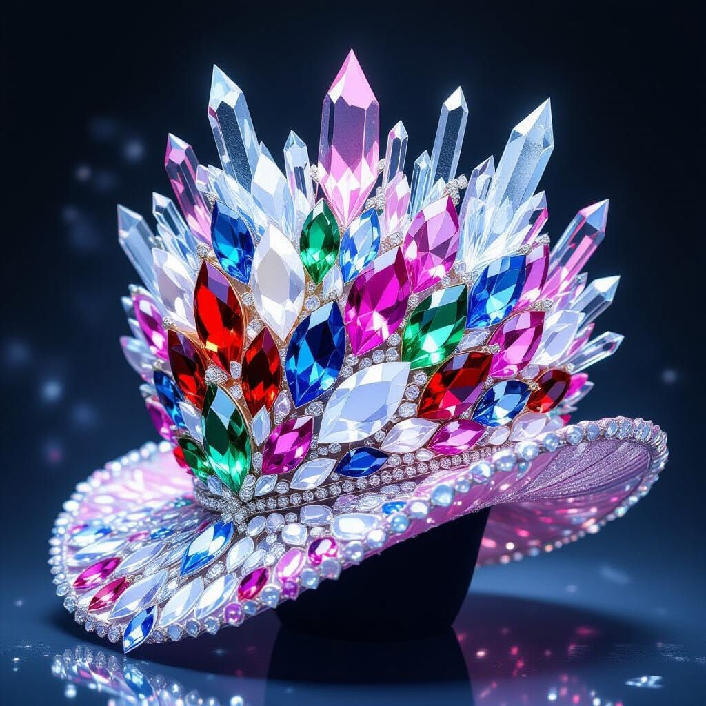 Regal Crystal Ice Crown Hat with Ethereal Light