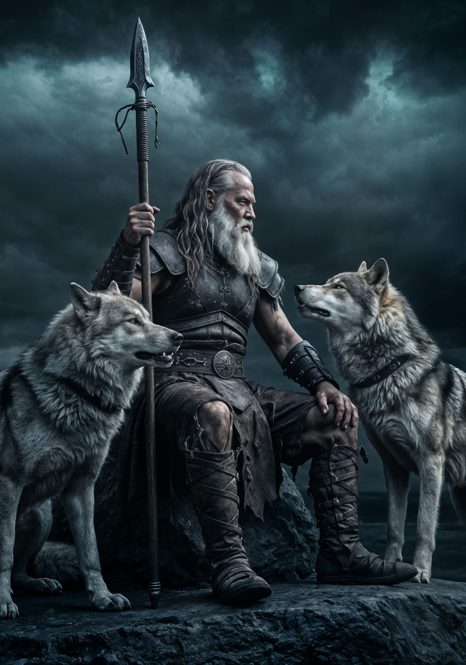 Odin After Battle with Geri and Freki
