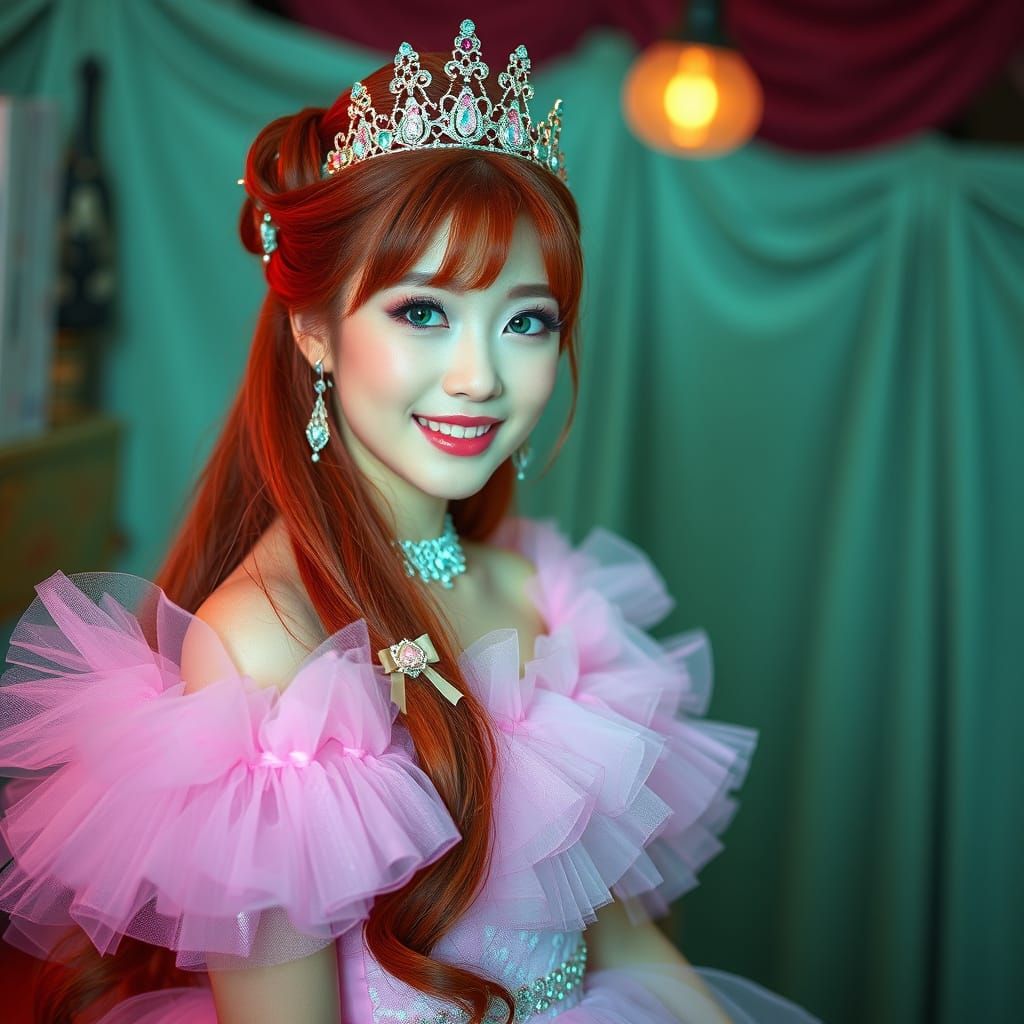 Hyperrealistic Princess in Pastel Tulle and Jewels