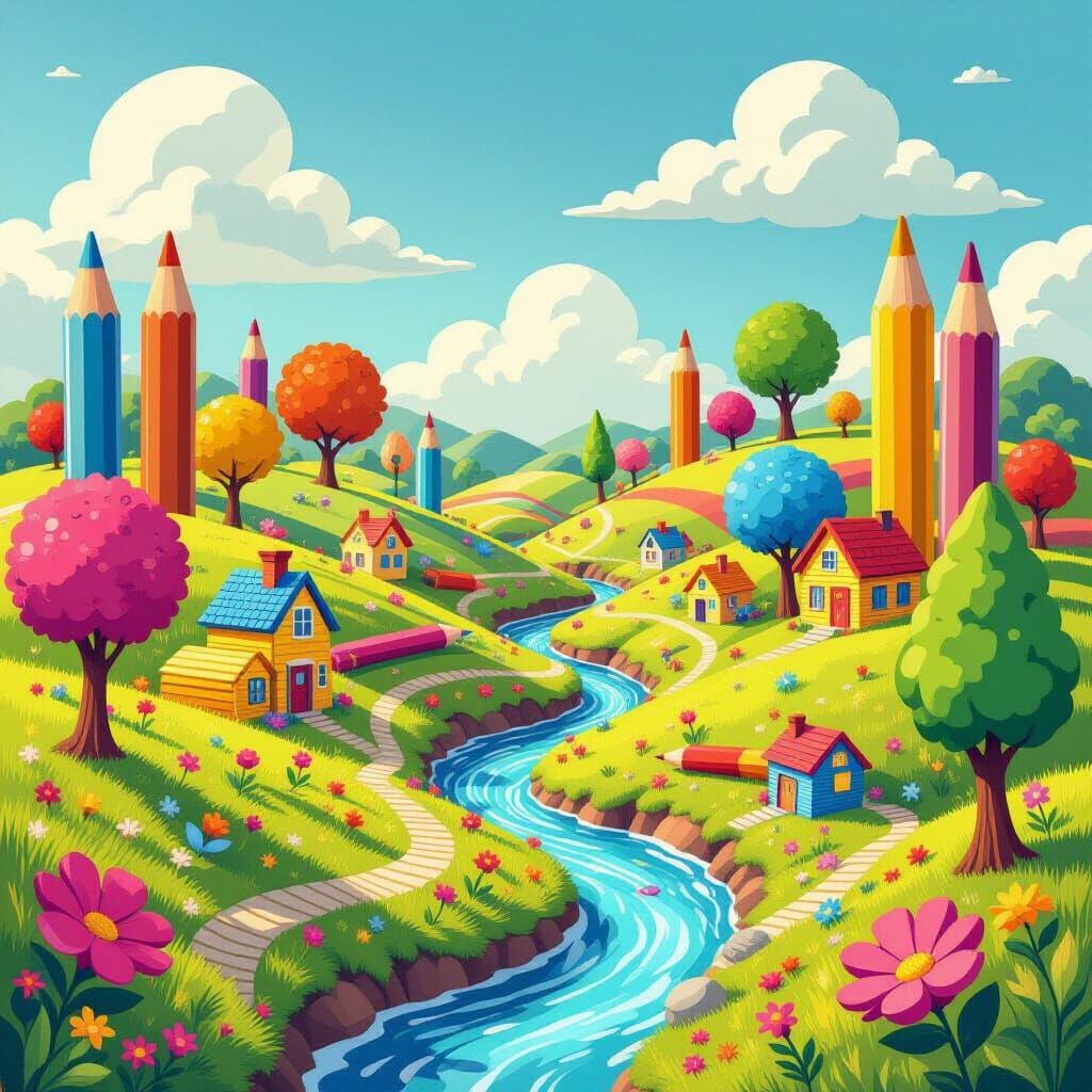 Whimsical World of Coloring Pencils and Crayons