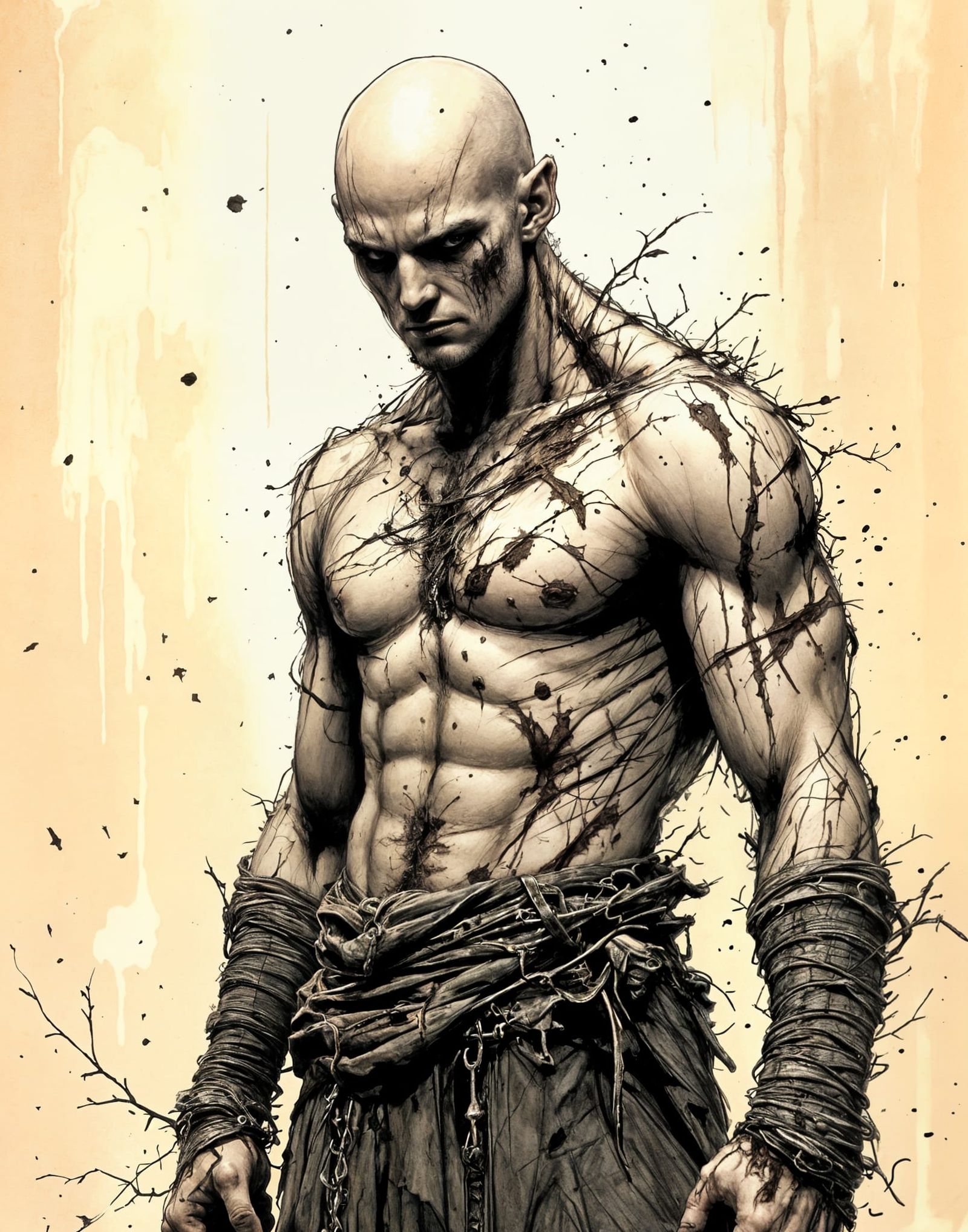 Ilmater: The One Who Endures in Ink Drawing Style