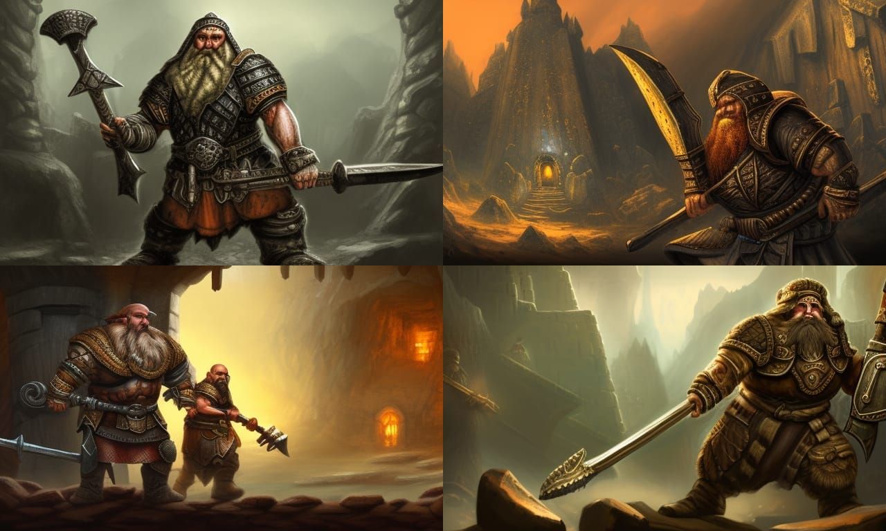 Battle-Worn Dwarf Warrior in Ancient Fortress